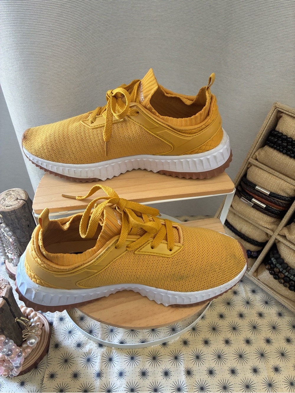 U.S. Polo Assn. Mustard Yellow Knit Slip-On Sneakers